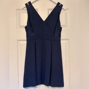 BCBGenerstion Navy Fit and Flare Dress with lace detail Size 8